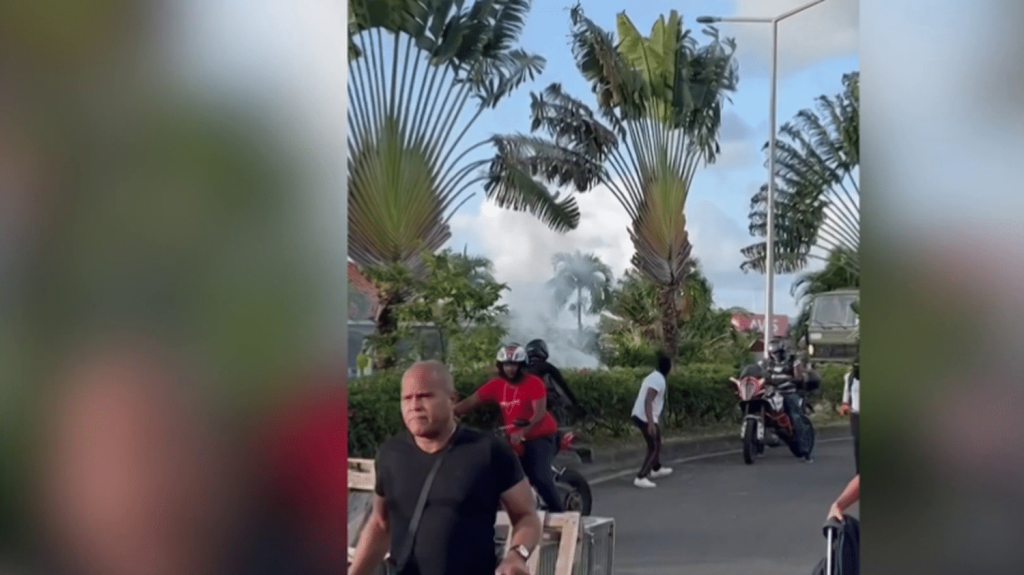 Violences urbaines en Martinique : l'aéroport Aimé-Césaire fermé en urgence
Jeudi 10 octobre, l'aéroport Aimé Césaire de Fort-de-France, en Martinique, a été fermé en urgence. L'île fait face à un mouvement de colère contre la vie chère qui a dégénéré en violences urbaines.