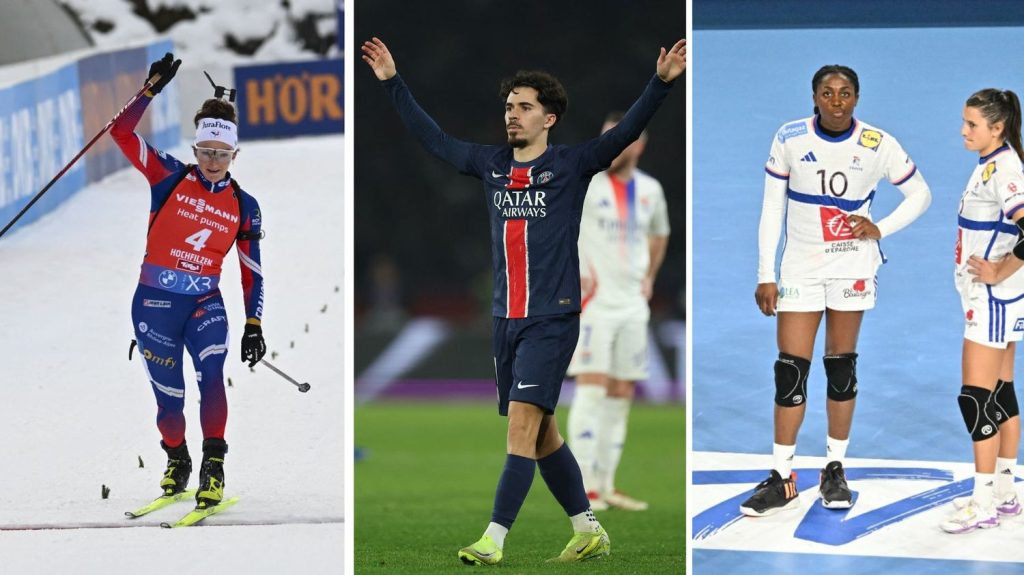Le PSG se rassure, le biathlon français au top, pas de médaille pour les Bleues du hand... Le récap sport du week-end
Le week-end n'a pas réussi aux handballeuses, au contraire des biathlètes, qui sont allés chercher deux victoires à Hochfilzen, en Autriche, ou du PSG, qui a consolidé sa place de leader de Ligue 1.